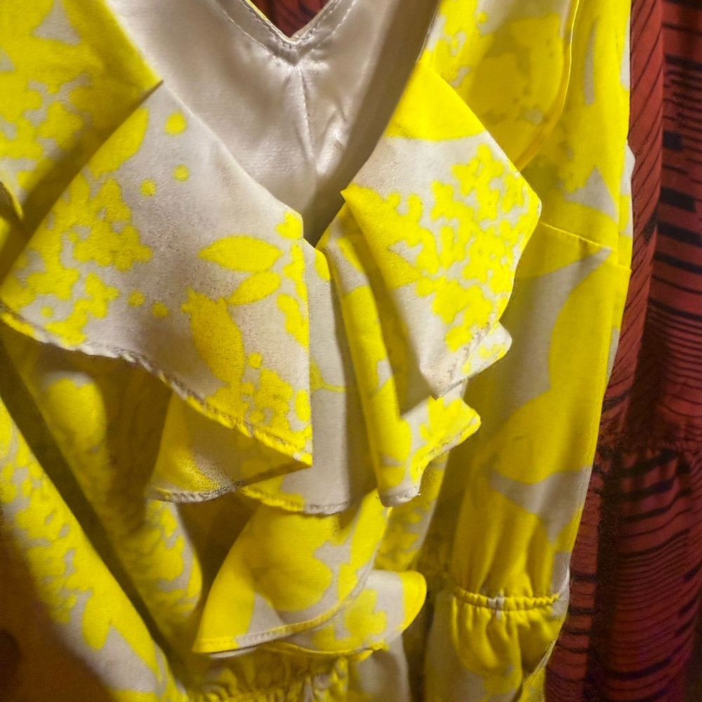 Express Yellow Ruffled Tie Front Sundress - Picture 3 of 5